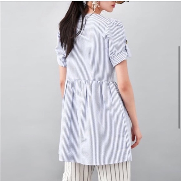 ZARA SS18 SKY BLUE STRIPED DRESS WITH POCKETS - Picture 3 of 16